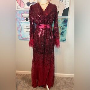 Elegant Sequin Red Dress